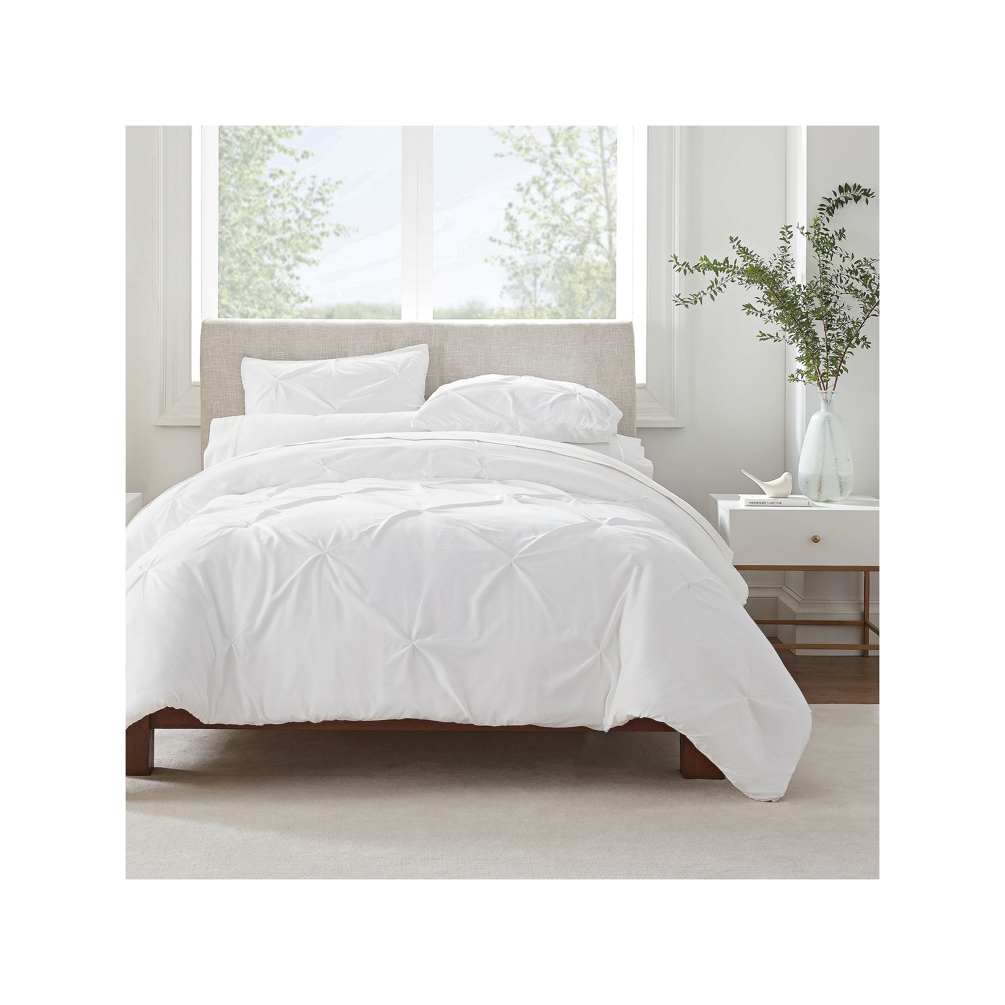 Serta® Simply Clean Antimicrobial Pleated 3-Piece Duvet Cover Set, White