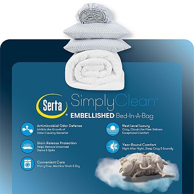 Serta® Simply Clean Antimicrobial Pleated Comforter Set with Sheets