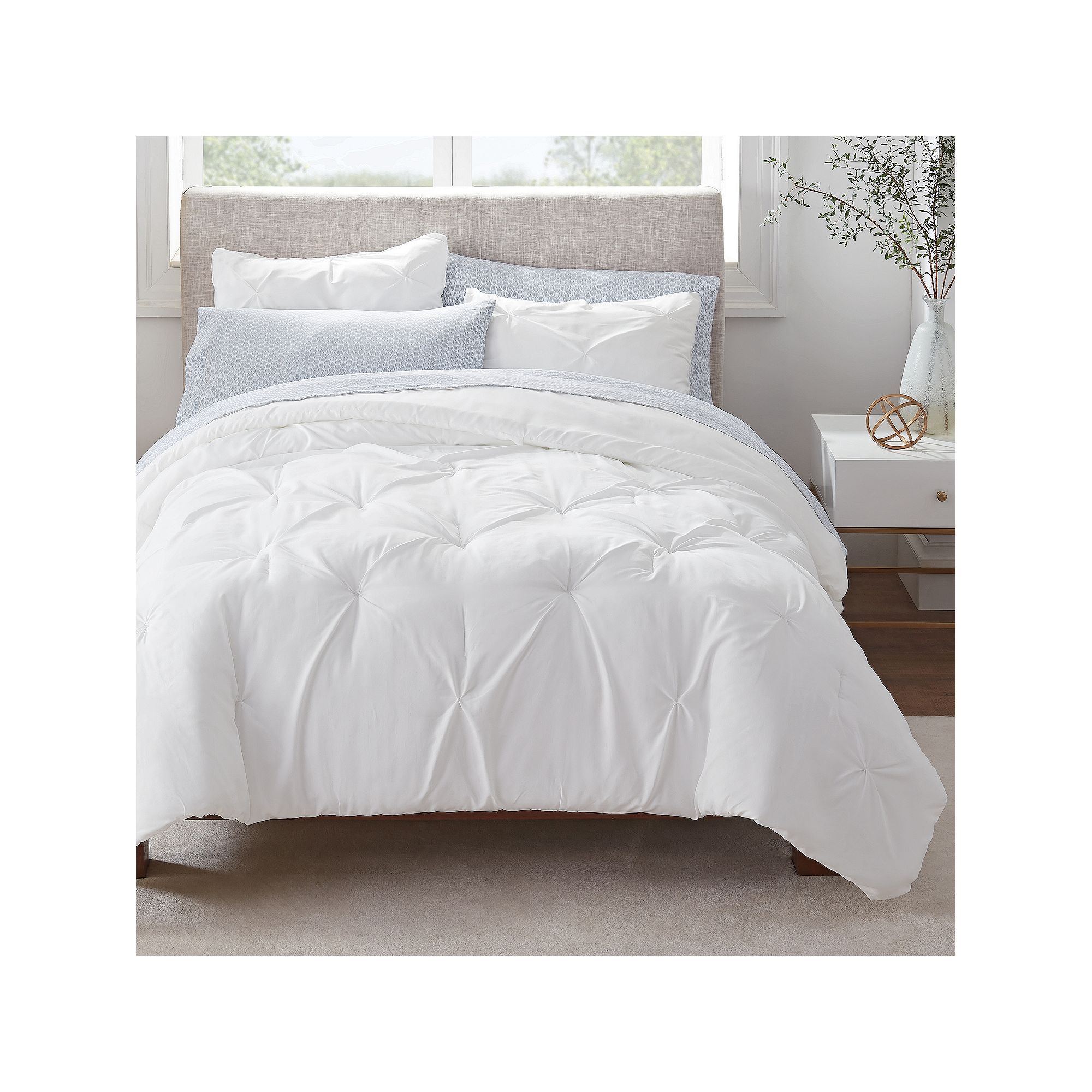 Serta® Simply Clean Antimicrobial Pleated Comforter Set with Sheets, White