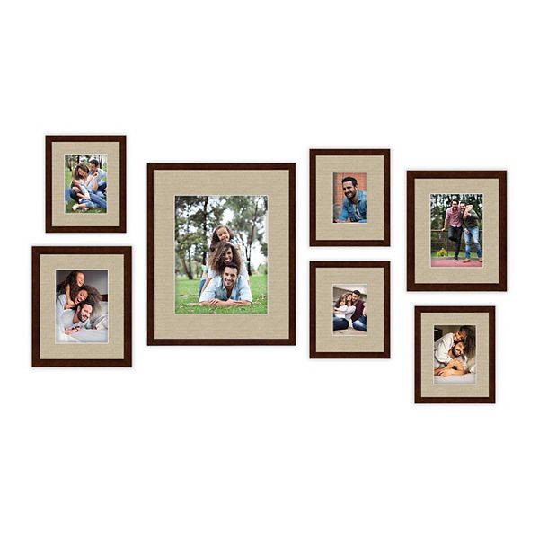 COURTSIDE MARKET Harvest Walnut Finish Tan Mat Collage Frame 7-piece Set