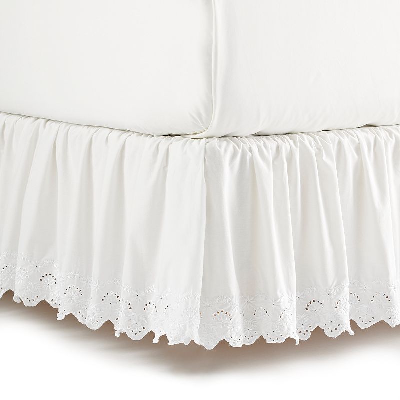 Sonoma Goods For Life Eyelet Bedskirt, White, Queen