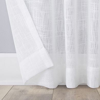 No. 918 Ceri Linen Texture Jute Tabs Semi-Sheer Tab Top Window Curtain