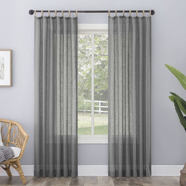 No. 918 Ceri Linen Texture Jute Tabs Semi-Sheer Tab Top Window Curtain