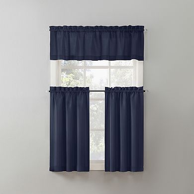 No. 918 Martine Microfiber Semi-Sheer Kitchen Curtain Valance and Tiers Set 