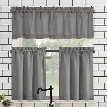 No. 918 Martine Microfiber Semi-Sheer Kitchen Curtain Valance and Tiers Set