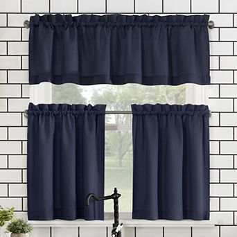 No. 918 Martine Microfiber Semi-Sheer Kitchen Curtain Valance and Tiers Set