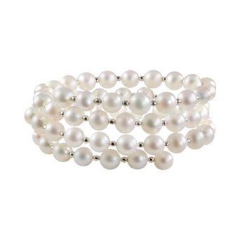 PearLustre by Imperial Sterling Silver Freshwater Cultured Pearl Coil Bracelet