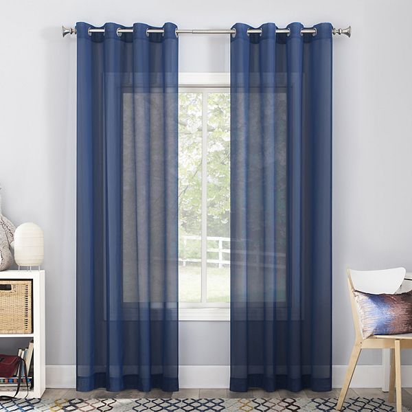 No. 918 Calypso Voile Sheer Window Curtain - Royal Blue (59X63)