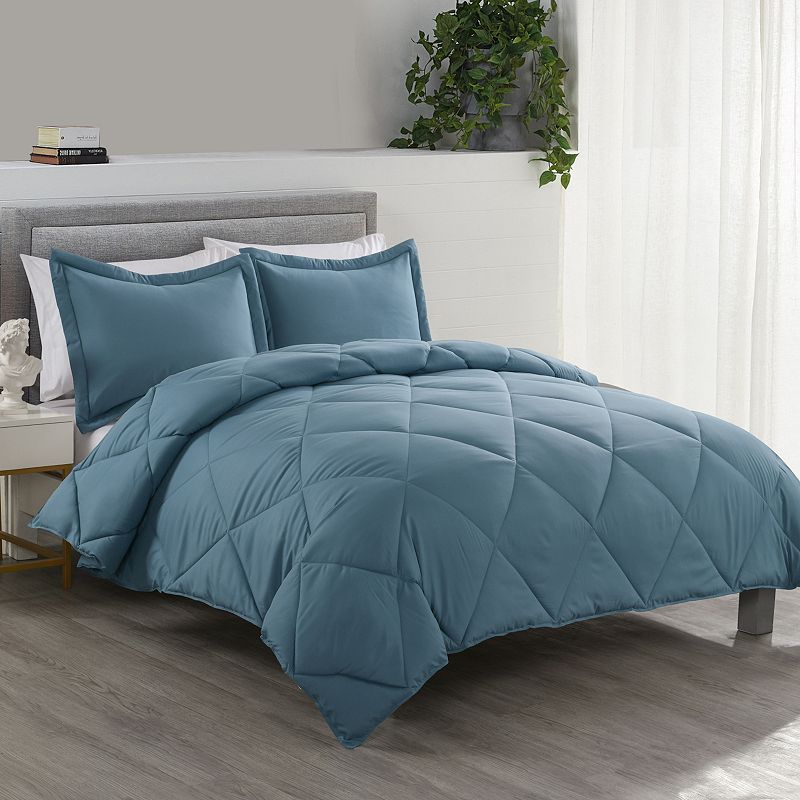 Lotus Home Diamond Stitch Comforter Set with Shams, Blue, Twin