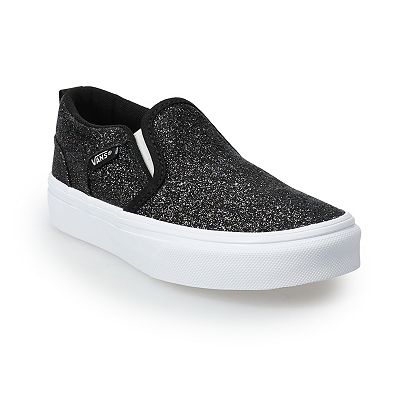 Black sparkle slip on shoes online