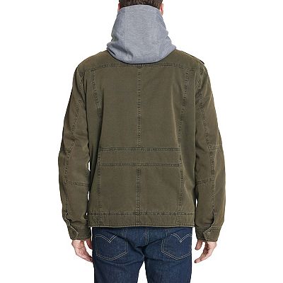Men s Levi s Washed Cotton Sherpa Lined Hooded Trucker Jacket