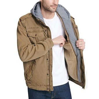 Men's Levi's® Washed Cotton Sherpa-Lined Hooded Trucker Jacket