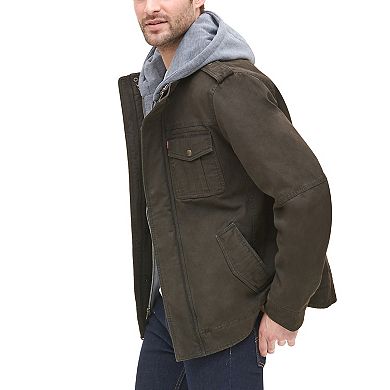 Men's Levi's® Washed Cotton Quilt-Lined Hooded Trucker Jacket
