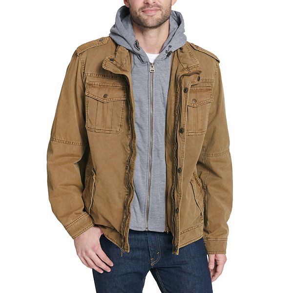 Men's Levi's&reg; Washed Cotton Quilt-Lined Hooded Trucker Jacket - Brown (L)