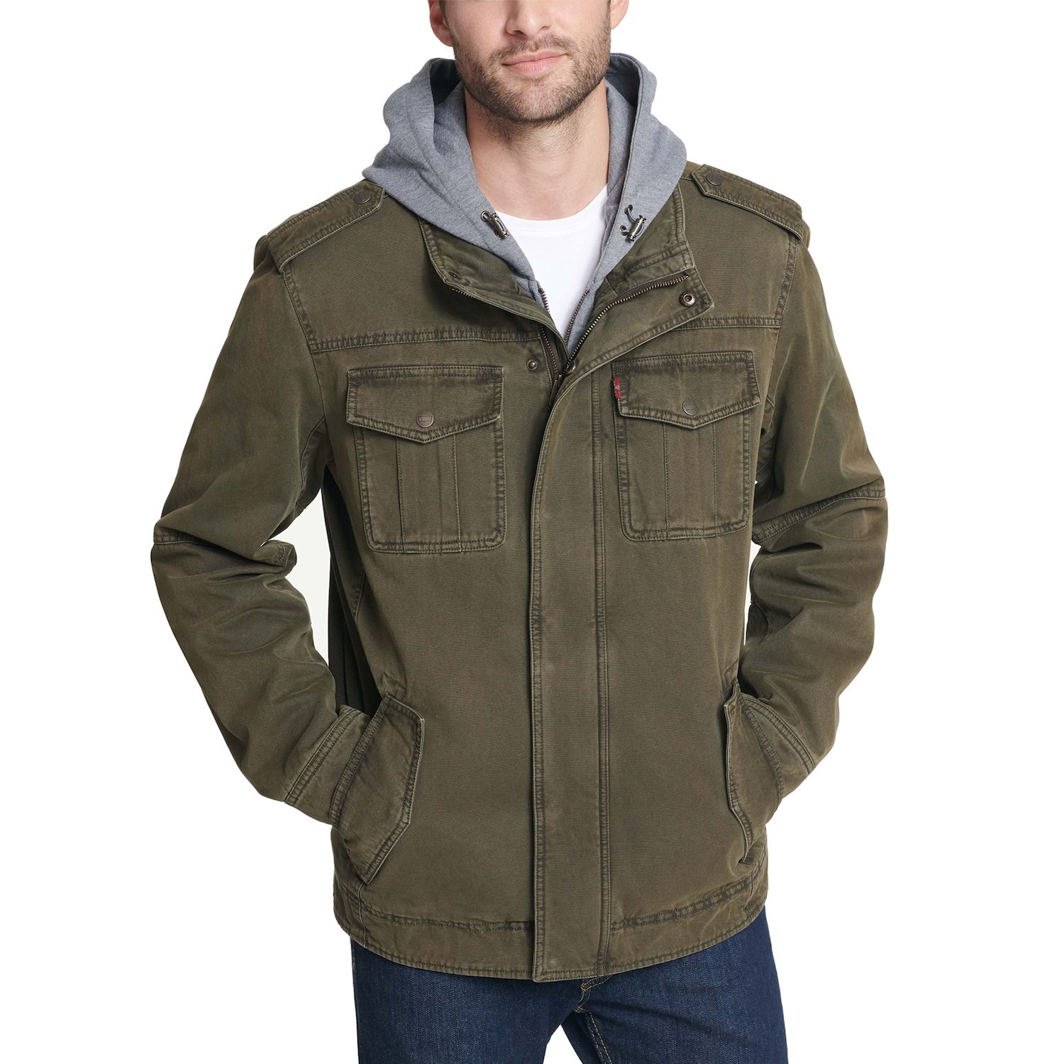 Image for Levi's Men's Washed Cotton Quilt-Lined Hooded Trucker Jacket at Kohl's.