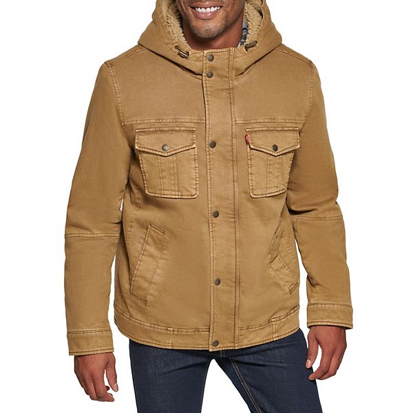 Introducir 78+ imagen men’s levi’s stretch sherpa-lined hooded military jacket