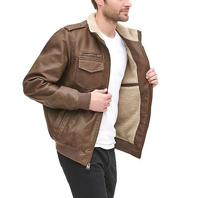 Leather sherpa jacket mens best sale