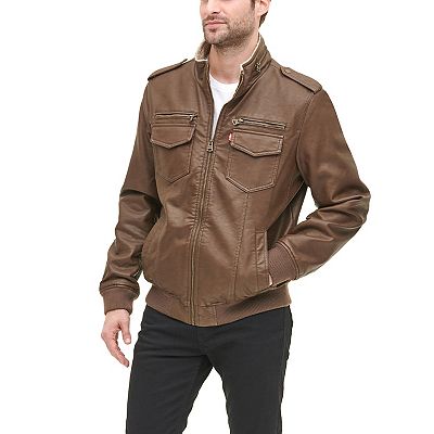 Men's Levi's® Faux-Leather Sherpa-Lined Aviator Bomber Jacket