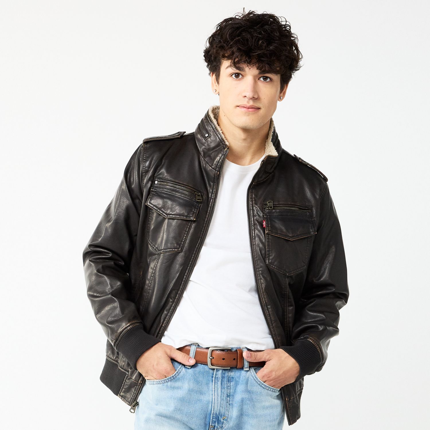 kohls mens leather bomber jacket
