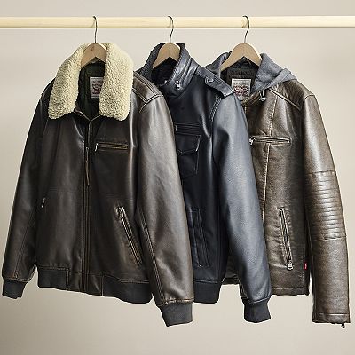 Men's Levi's® Faux-Leather Hooded Racer Jacket