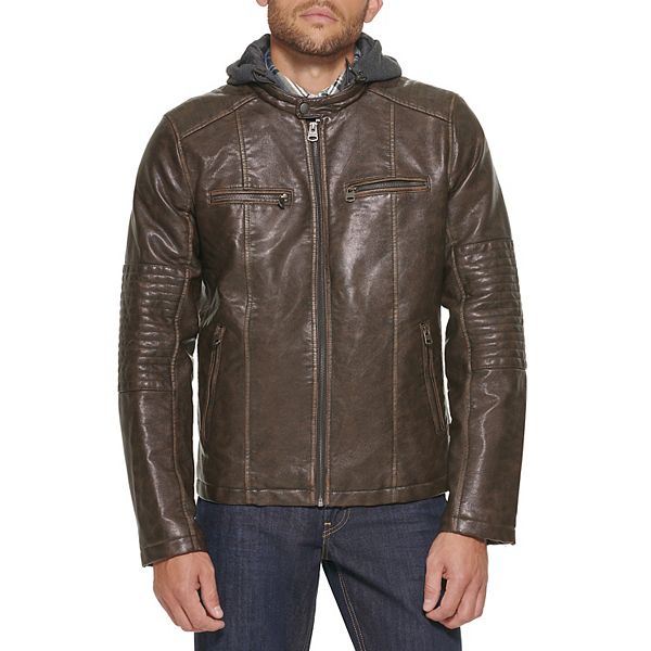 Men's Levi's® Faux-Leather Hooded Racer Jacket