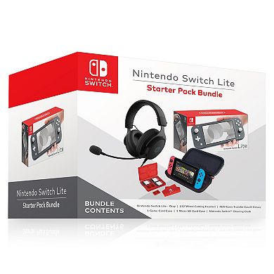 Nintendo Switch Lite with Kinetic 212 Wired Headset & RDS Deluxe Travel Case Bundle