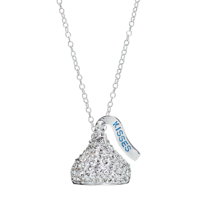 Sterling Silver Crystal Hersheys Kiss Pendant Necklace, Womens, Size: 18