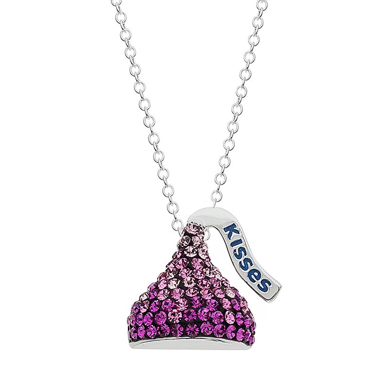 Sterling Silver Crystal Hersheys Kiss Pendant Necklace, Womens, Size: 18