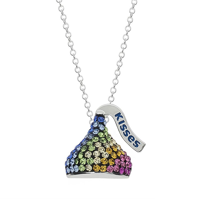 Sterling Silver Crystal Hersheys Kiss Pendant Necklace, Womens, Size: 18
