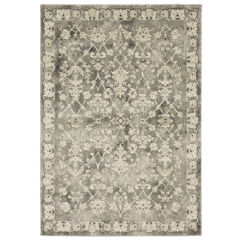 StyleHaven Franklin Faded Floral Trellis Area Rug, Grey, 2X7.5 Ft