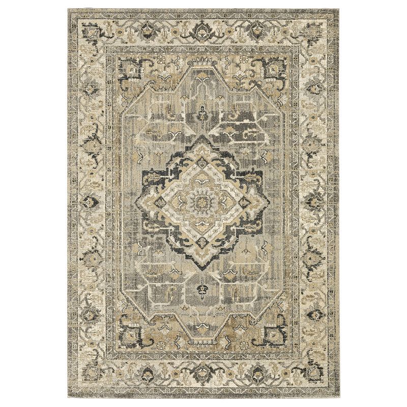 StyleHaven Franklin Vintage Center Medallion Area Rug, Beig/Green, 10X13 Ft