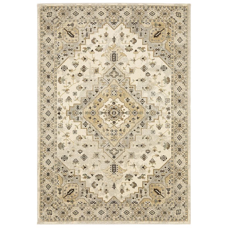 StyleHaven Franklin Traditional Medallion Area Rug, Beig/Green, 10X13 Ft