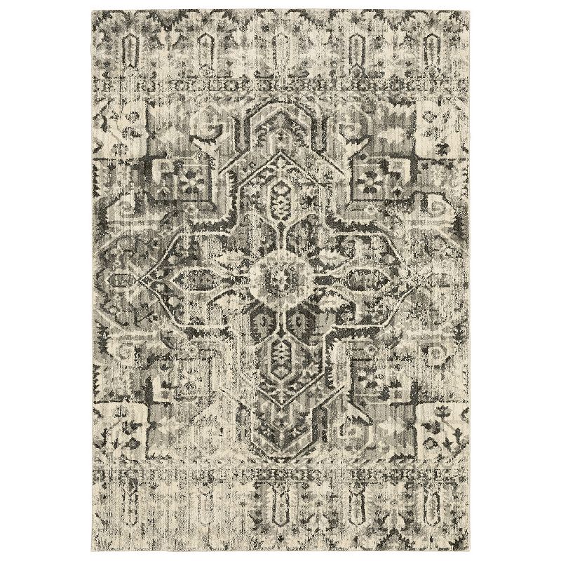 StyleHaven Franklin Faded Medallion Area Rug, Black, 10X13 Ft