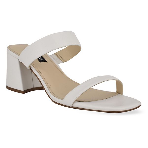 nine west galvin block heel slide sandals
