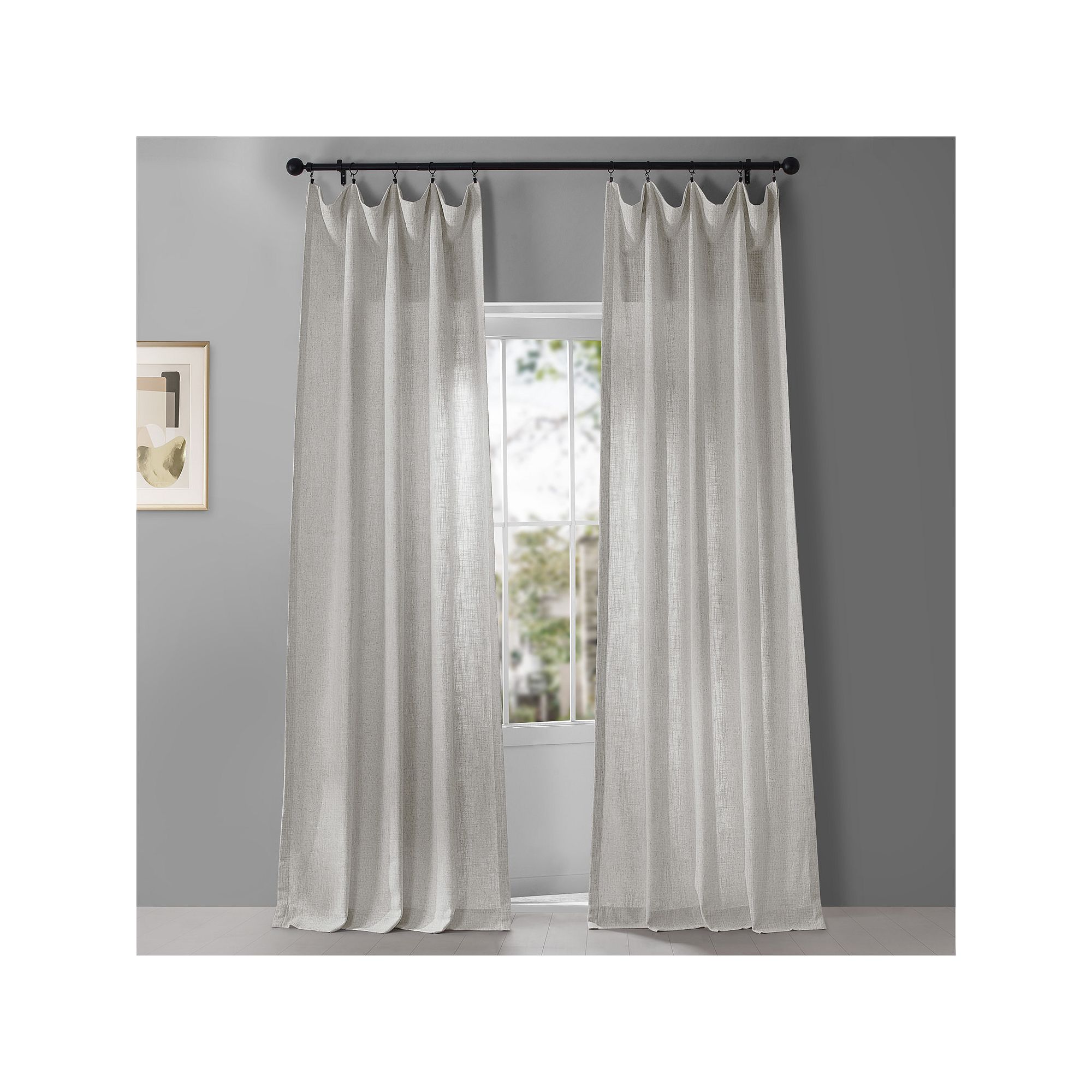 EFF Belgian Heavy Faux Linen Window Curtain, Bliss White