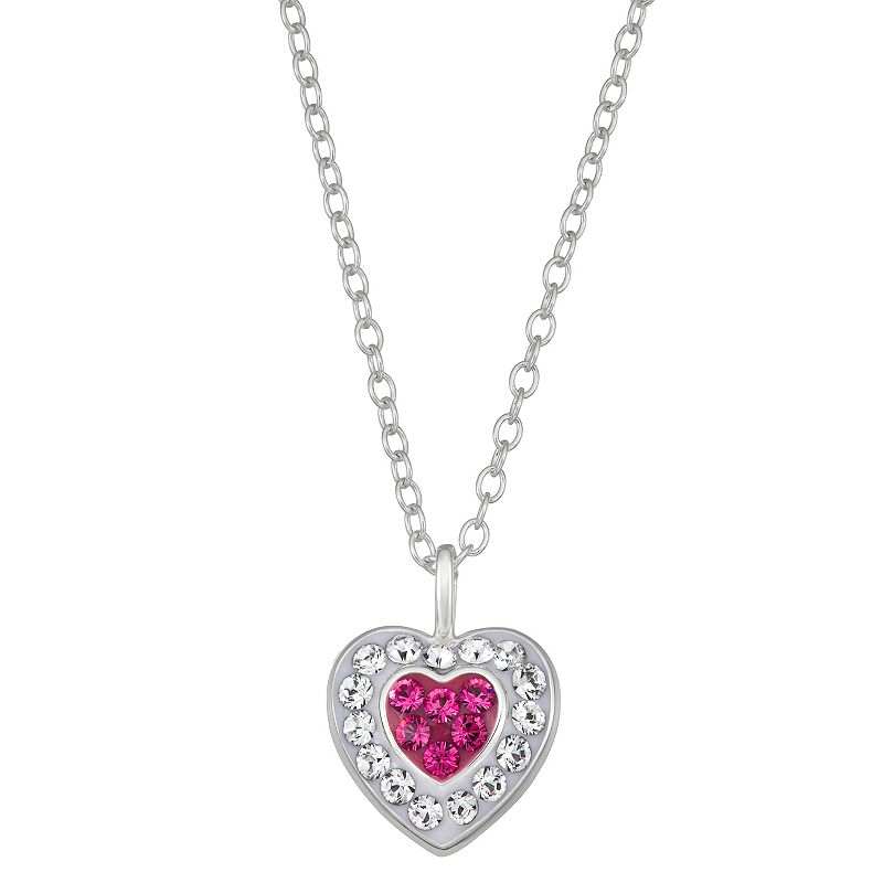 Charming Girl Sterling Silver Crystal heart Pendant, Womens, Size: 15, 