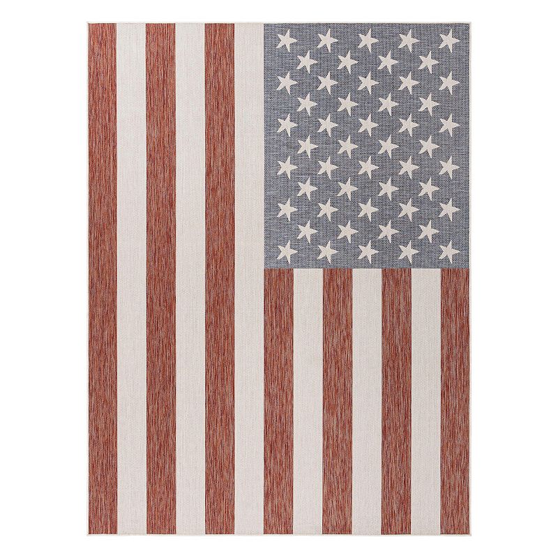 Jill Zarin Old Glory Indoor Outdoor Rug, Red, 6X9 Ft