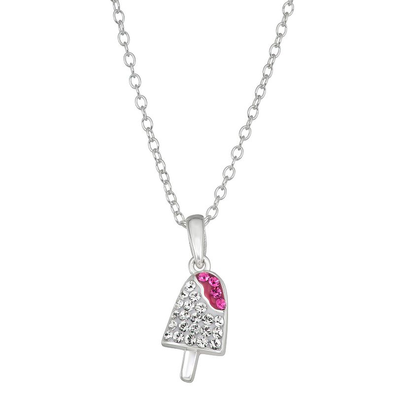 Charming Girl Sterling Silver Crystal Ice Pop Pendant, Womens, Size: 15
