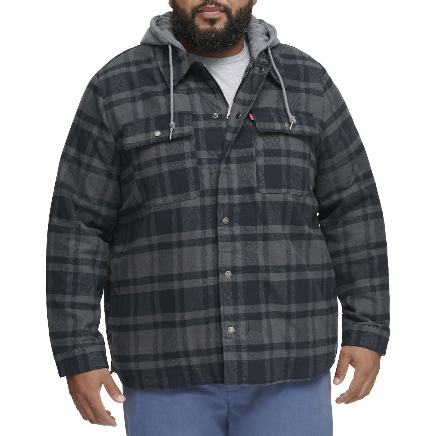 big tall quilted flannel shirt jacket