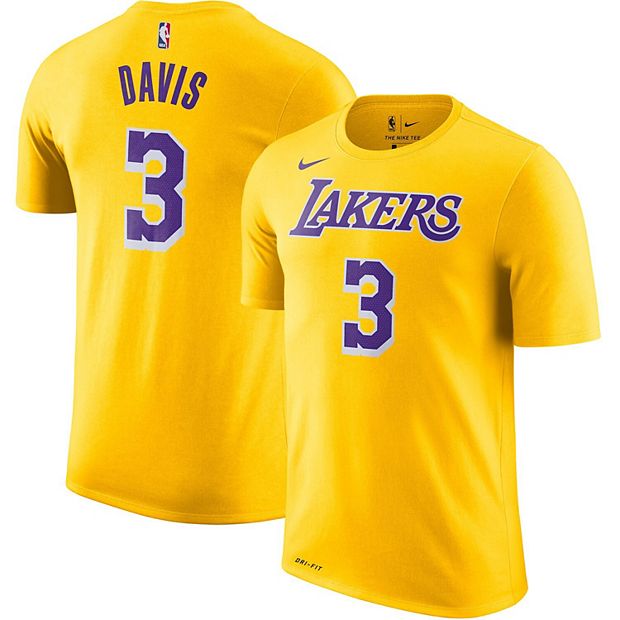 Nike Men's Los Angeles Lakers Anthony Davis #3 Yellow T-Shirt, XXL