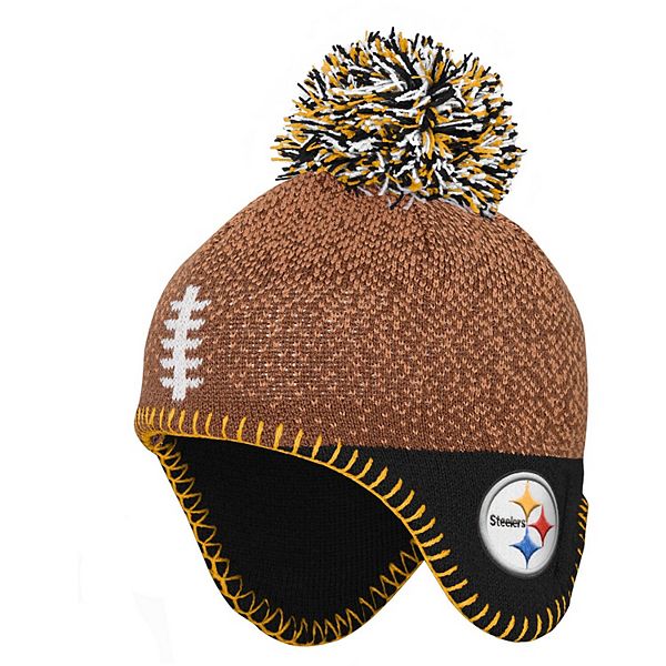 Pittsburgh Steelers Knit Hat with Logo Patches Loom Knit 