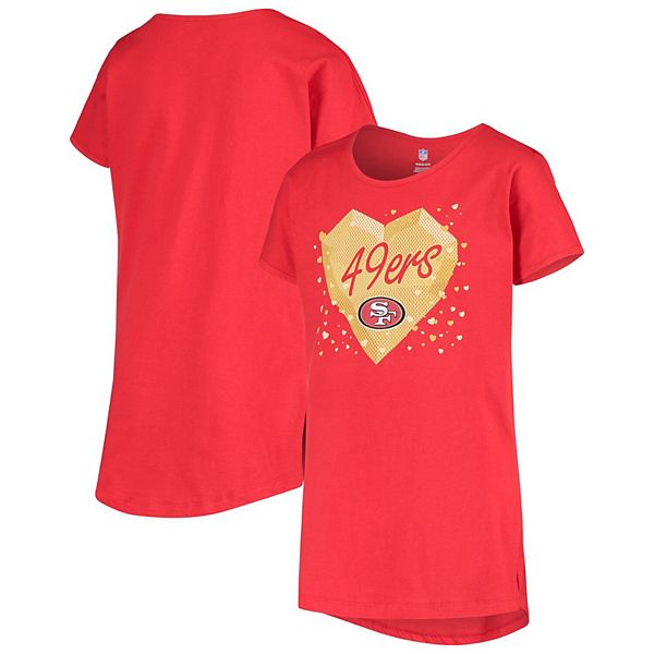 Girls Youth Scarlet San Francisco 49ers Chisel Heart T-Shirt