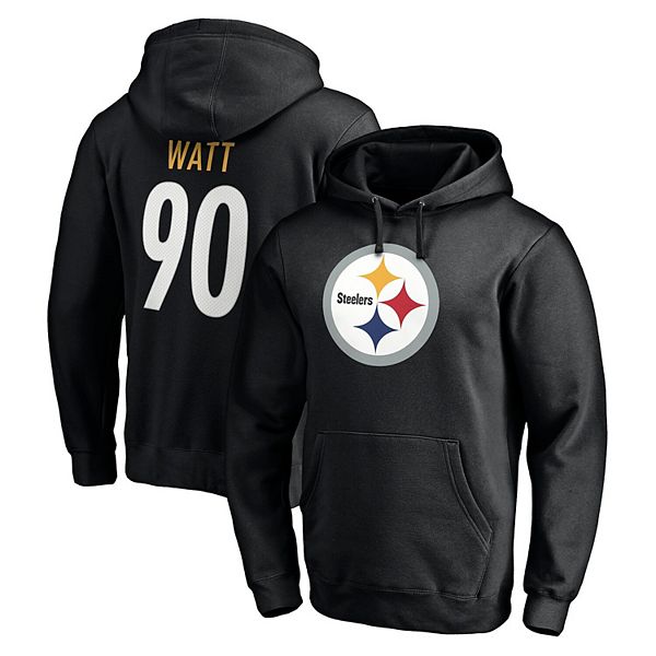 Men's Fanatics Branded T.J. Watt Black Pittsburgh Steelers Player Icon Name  & Number Pullover Hoodie