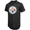Men's Fanatics Branded Ben Roethlisberger Heathered Black Pittsburgh Steelers Name & Number Tri-Blend Hoodie T-Shirt