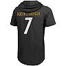 Men's Fanatics Branded Ben Roethlisberger Heathered Black Pittsburgh Steelers Name & Number Tri-Blend Hoodie T-Shirt