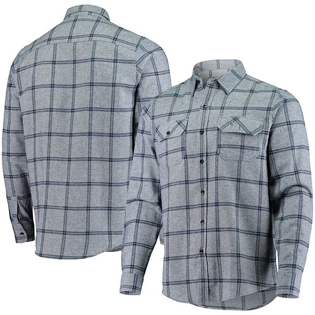 Men's Milwaukee Brewers Antigua Navy/Gray Flannel Button-Up Shirt