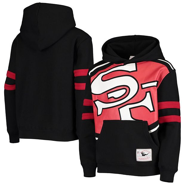 Men's San Francisco 49ers Mitchell & Ness Black Big Face Historic Logo  Pullover Hoodie