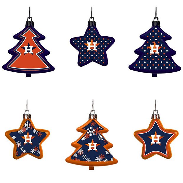 Houston Astros Six-Pack Shatterproof Tree And Star Ornament Set