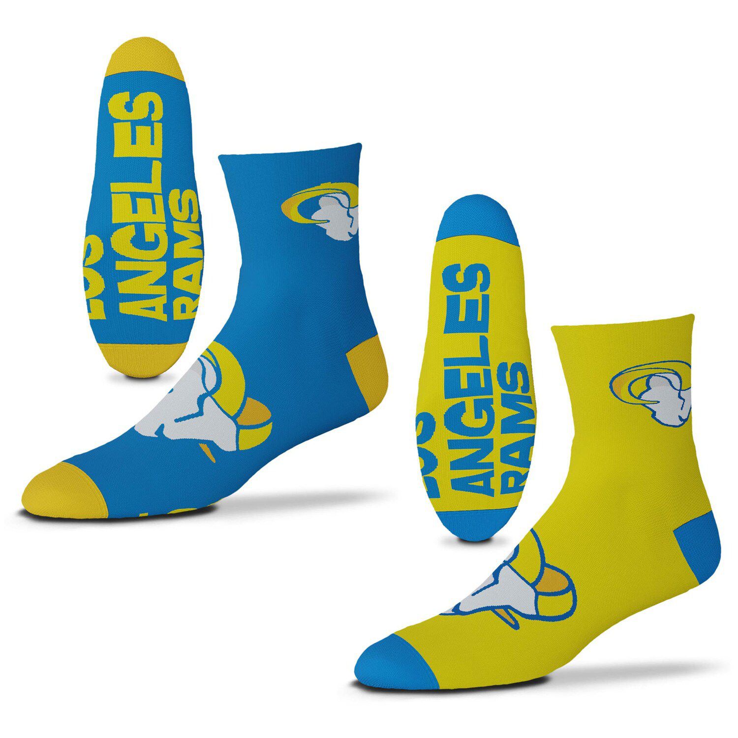 Image for Unbranded Men's For Bare Feet Los Angeles Rams 2-Pack Team Quarter-Length Socks at Kohl's.