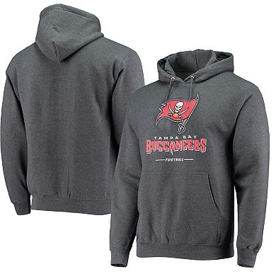 Men's Fanatics Branded Heather Charcoal Tampa Bay Buccaneers Logo Team Lockup Fitted Pullover Hoodie